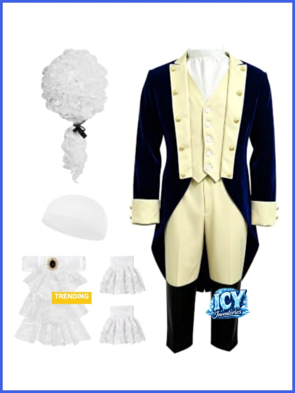 Adult Founding Father Costume 7-Pc George Washington Colonial Tailcoat Set